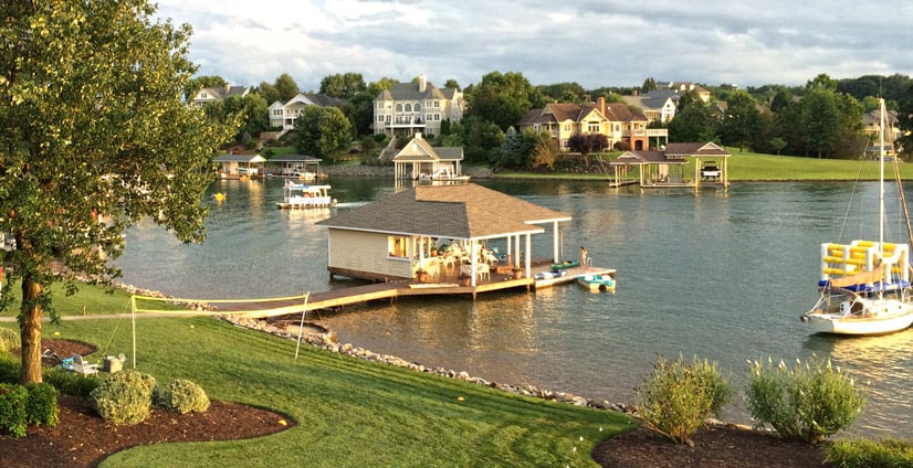 Smith Mountain Lake shoreline with waterfront homes