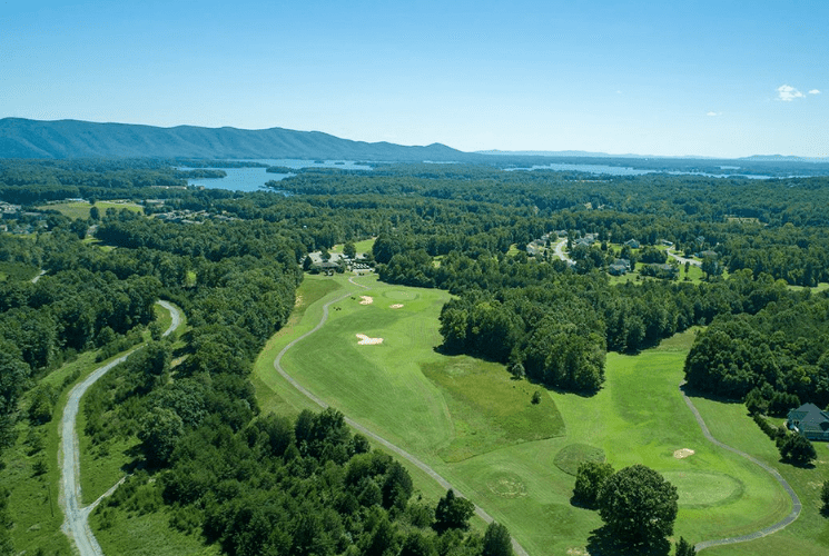 Aerial view of golf course at Smith Mountain Lake