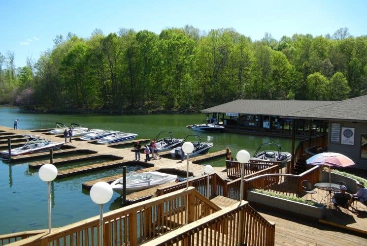 Boats in slips at SML marina