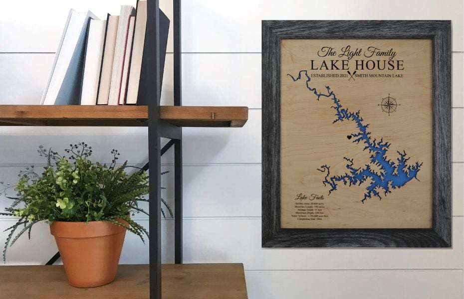 Personalized Lake Wood Directional Sign  Wall Art Print on Real Wood –  Mill Wood Art