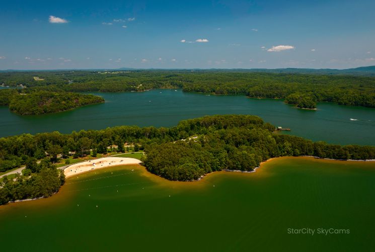 The view from above the beach at Smith Mountain Lake Community Park