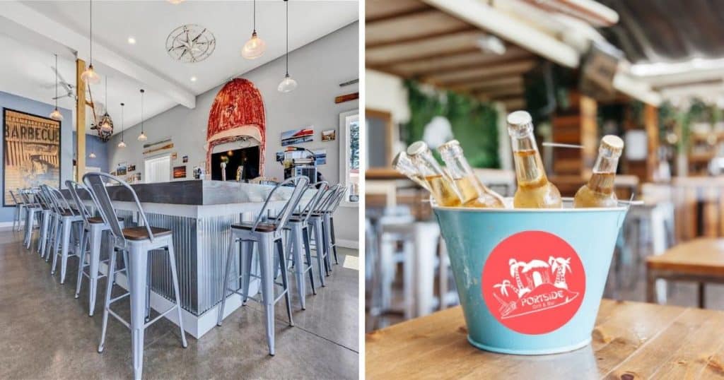 The inviting gray bar at Beacon Seafood Pub and a bucket of cold beer at Portside Grill and Bar in Moneta, Virginia