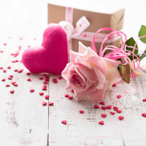 Pink rose and gifts forValentine's Day