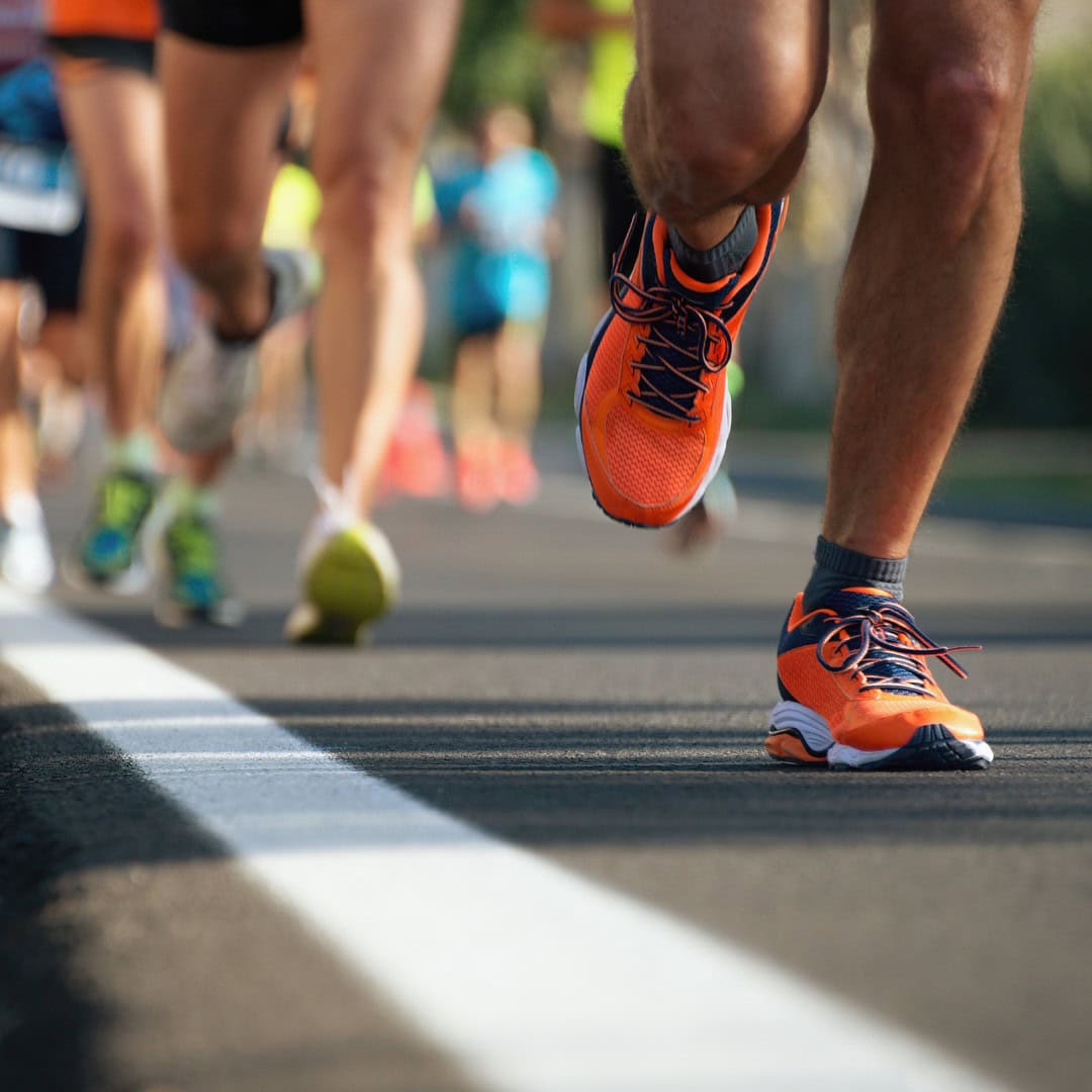 A cyclist competes in the bike portion of triathlon