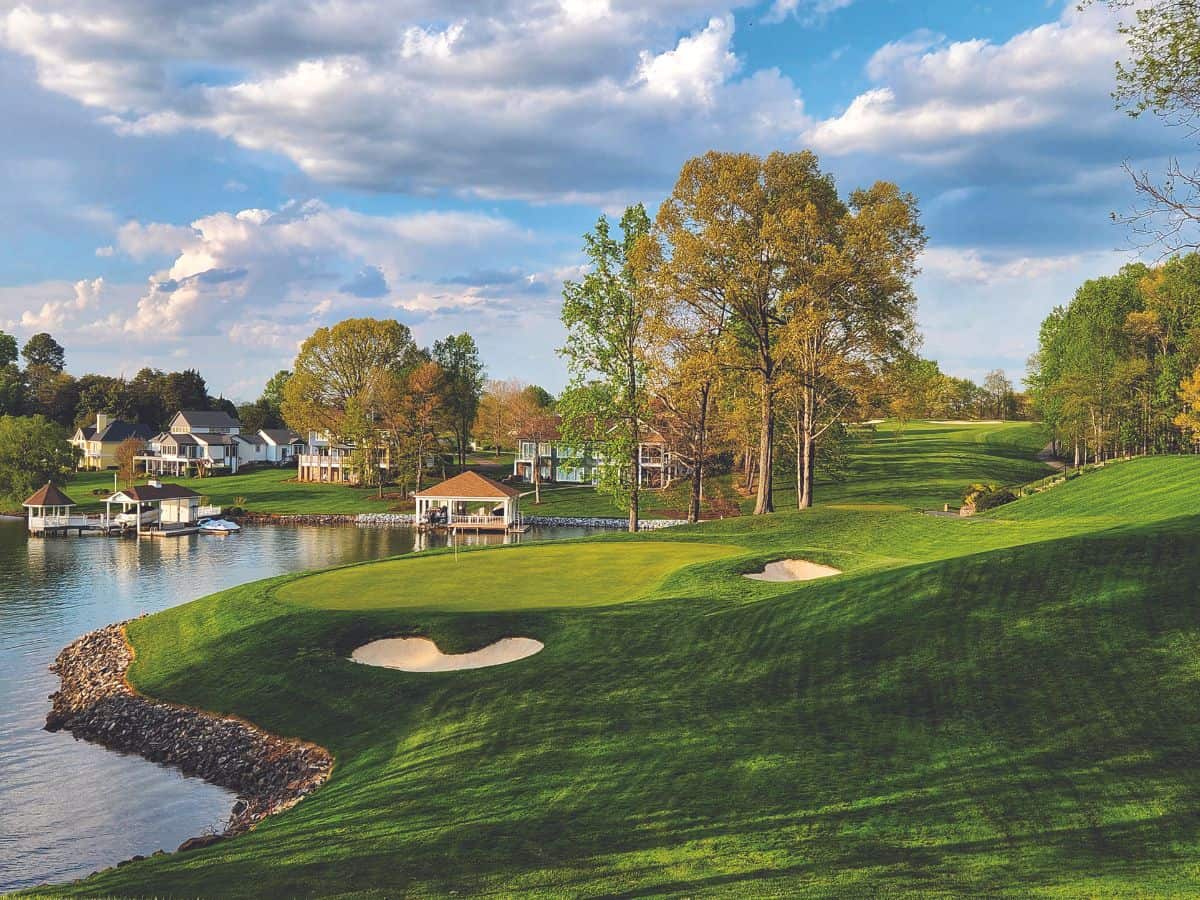 aerial view of a golf course at Smith Mountain Lake Virginia