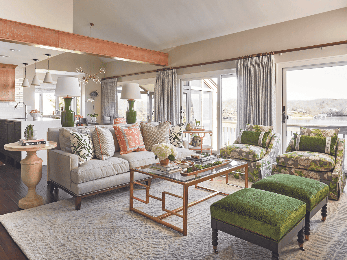 Modern living room in Smith Mountain Lake condo.