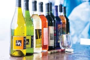 Colorful bottles lined up at the Smith Mountain Lake Wine Festival.