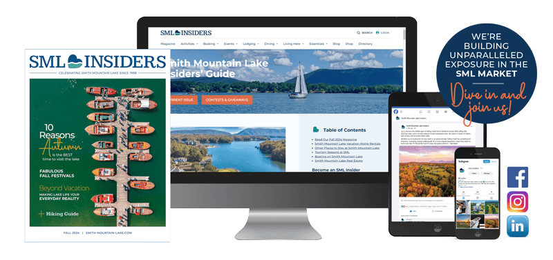 examples of Smith Mountain Lake Insiders' Guide magazine and website