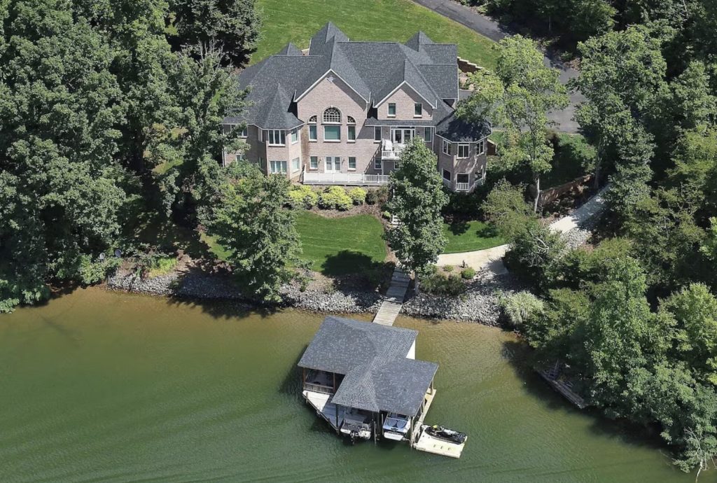 Expansive vacation rental home on Smith Mountain Lake with dock.