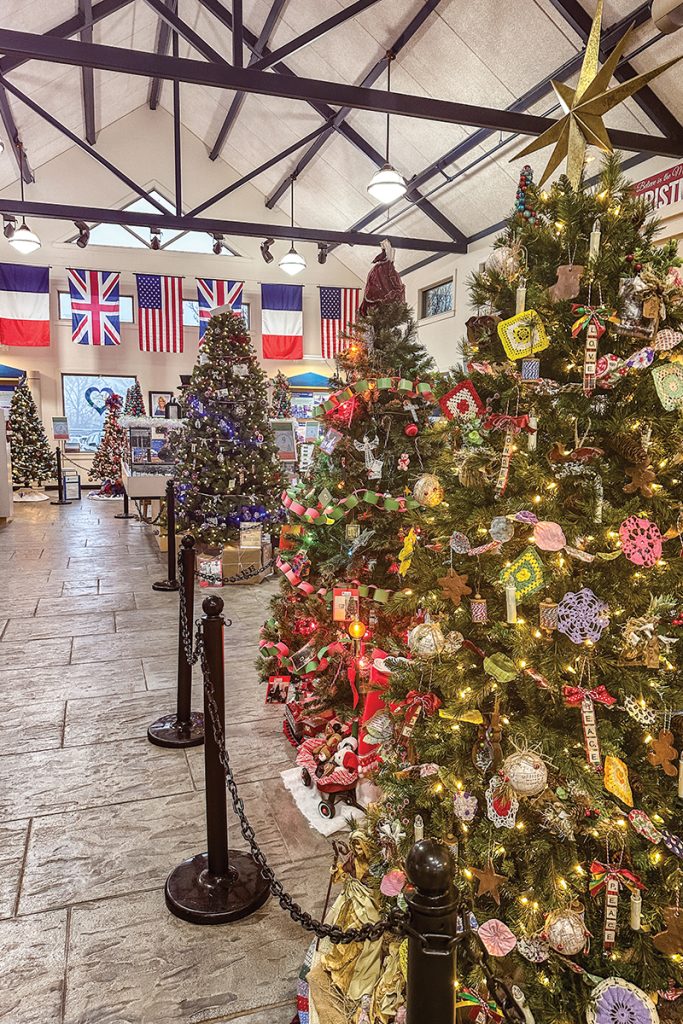 Decorated Christmas trees on display at Bedford Festival of Trees at Bedford Area Welcome Center