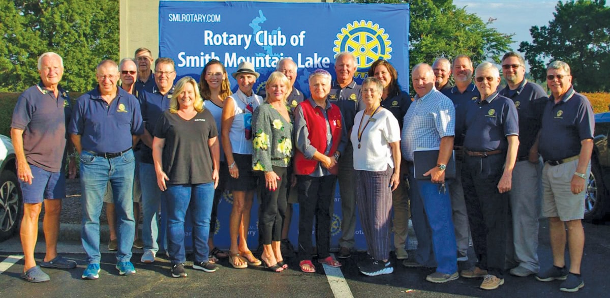 Members of the Rotary Club of Smith Mountain Lake gathered at a community event in Hardy, Virginia.