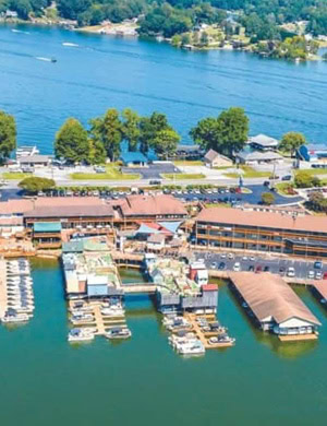 Low-maintenance materials are used for a gazebo-style dock at Smith Mountain Lake, Virginia.