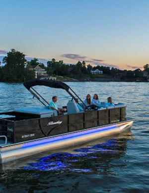 Low-maintenance materials are used for a gazebo-style dock at Smith Mountain Lake, Virginia.
