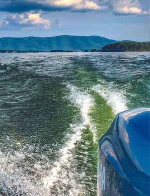 Low-maintenance materials are used for a gazebo-style dock at Smith Mountain Lake, Virginia.