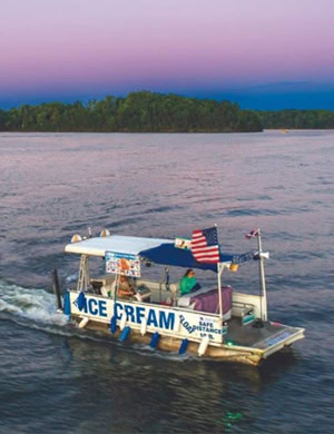 Low-maintenance materials are used for a gazebo-style dock at Smith Mountain Lake, Virginia.