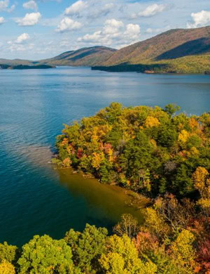 Low-maintenance materials are used for a gazebo-style dock at Smith Mountain Lake, Virginia.
