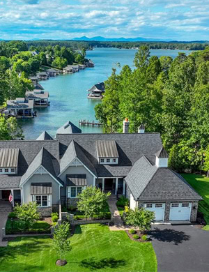 Low-maintenance materials are used for a gazebo-style dock at Smith Mountain Lake, Virginia.