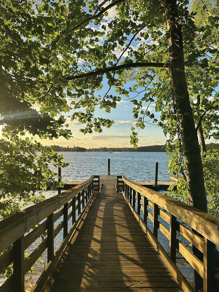 Smith Mountain Lake in spring, with docks and boats coming back to life for the season.