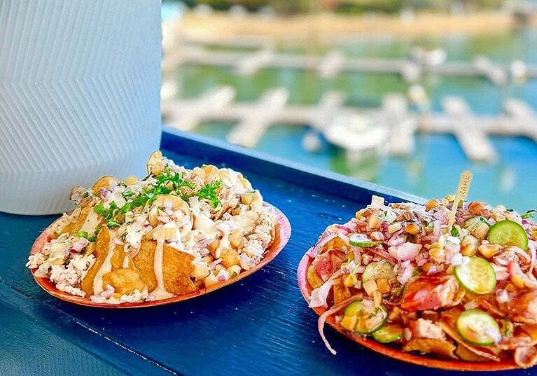 Lobster nachos appetizer at Coasters restaurant, Blackwater, Smith Mountain Lake