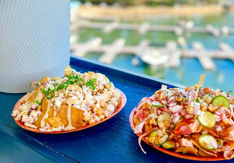 Lobster nachos appetizer at Coasters restaurant, Blackwater, Smith Mountain Lake