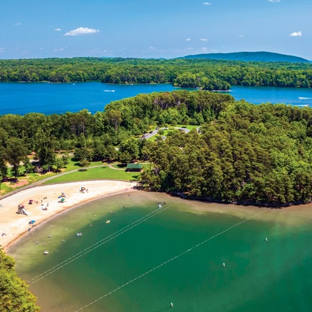 aerial view of the beach at SML Community Park in Franklin County, Virginia