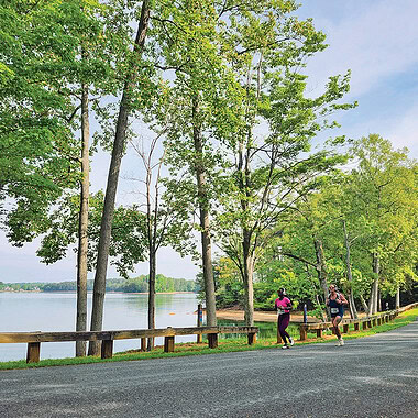 Runners compete in the Osprey 5K-10K at Smith Mountain Lake, Virginia.