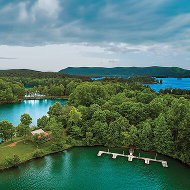 Aerial view of Smith Mountain Lake State Park in Virginia.