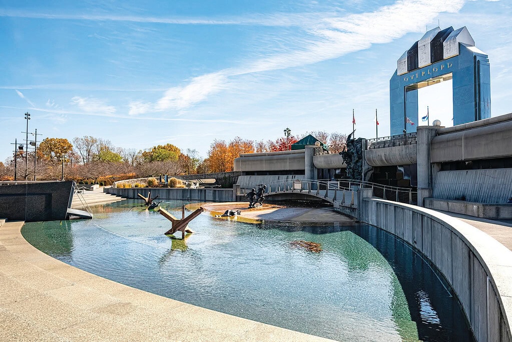 The National D-Day Memorial arch in Bedford, Virginia