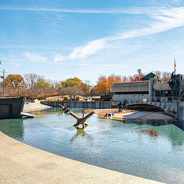 The National D-Day Memorial arch in Bedford, Virginia