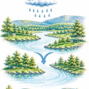 An illustration of the path the water takes from SML's watershed to the Atlantic Ocean