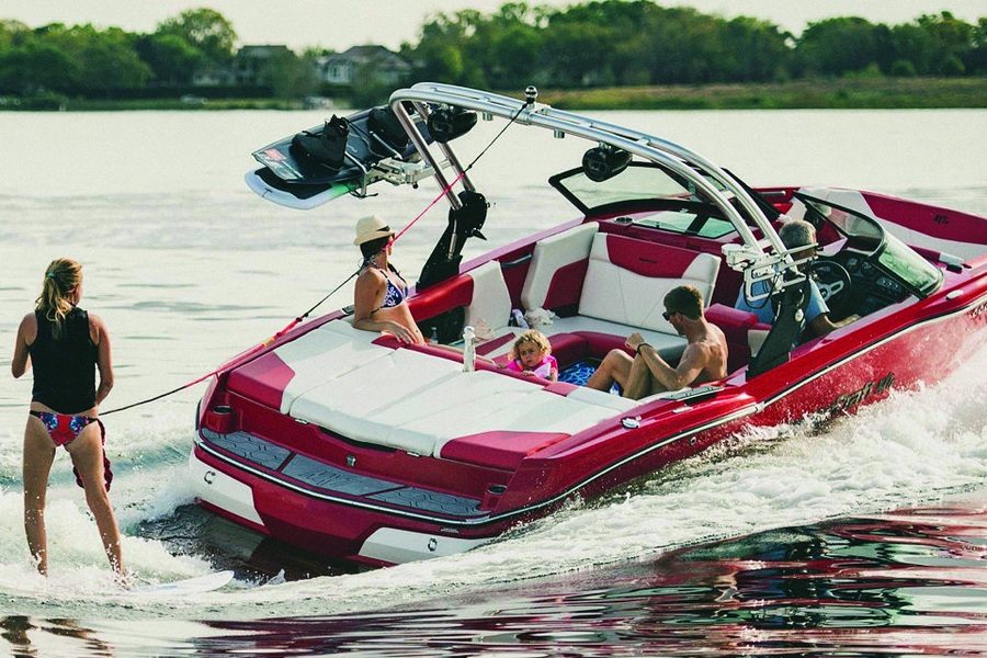 Surf boat on the water for Bridgewater Boat Club members